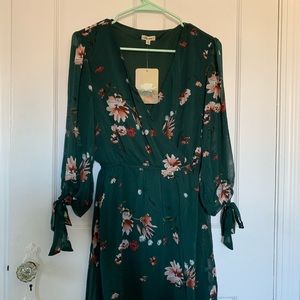 Green Floral Wrap Dress!